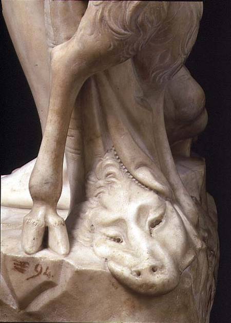 The Drunkenness of Bacchus, detail of a panther's head, sculpture by Michelangelo Buonarroti (1475-1 à Michelangelo Buonarroti