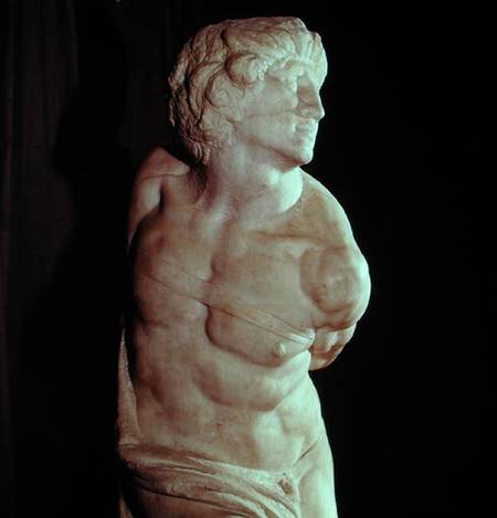 The Rebellious Slave, detail of the head and torso à Michelangelo Buonarroti
