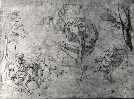 Studies for figues (pen & ink on paper) à Michelangelo Buonarroti
