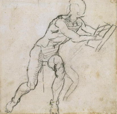 Study of a seated male nude, c.1511 (black chalk on paper) à Michelangelo Buonarroti