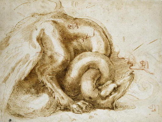 Study of a Winged Monster, c.1525 (red & black chalk on paper) à Michelangelo Buonarroti