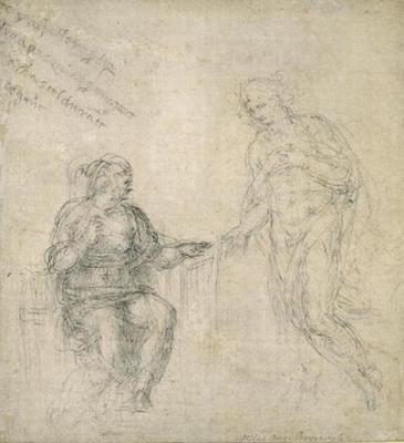 Study of the Annunciation, c.1560 (black chalk on paper) à Michelangelo Buonarroti
