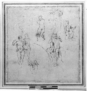 Figure studies for the Lunettes of the Sistene Chapel Ceiling, c.1511 (pen & black chalk on paper)