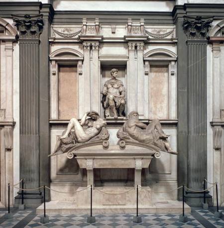 Tomb of Giuliano de' Medici, Duke of Nemours (1479-1516) with the figures of Day and Night à Michelangelo Buonarroti