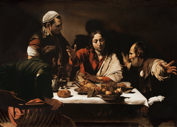 Le souper à Emmaüs à Michelangelo Caravaggio, dit le Caravage