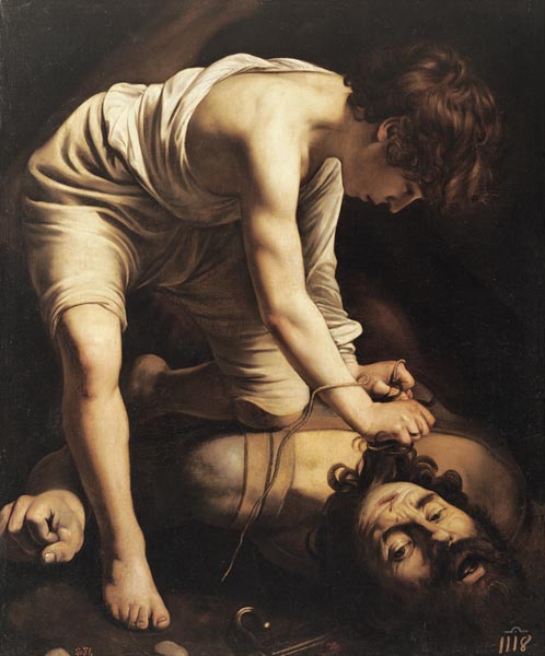 David met des Goliath en échec. à Michelangelo Caravaggio, dit le Caravage