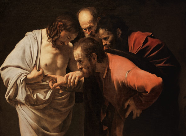 L'Incrédulité de saint Thomas à Michelangelo Caravaggio, dit le Caravage