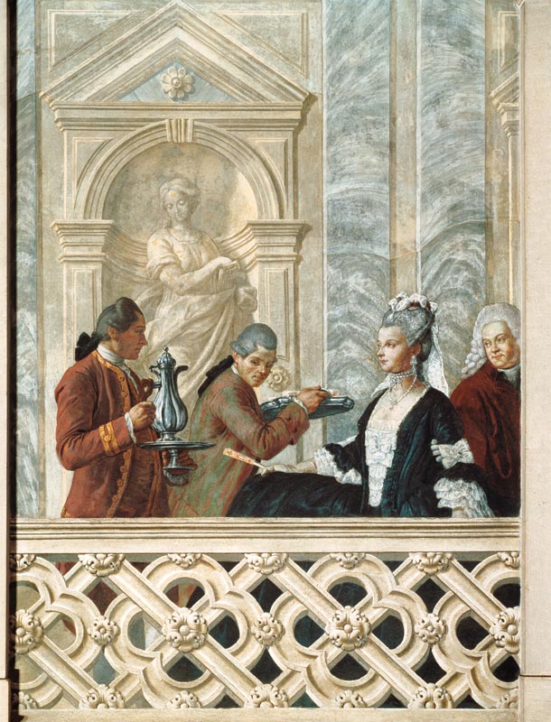 Group of two notaries and two servants à Michelangelo Morlaiter