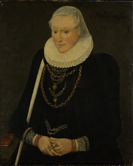 Portrait of Margaretha Völker, née Holzhausen à Maître du Rhin moyen de 1588