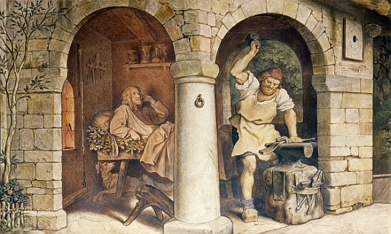 The Blacksmith of Ruhla, c.1854 (detail) (see also 311146) à Moritz von Schwind