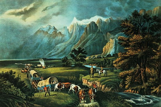 The Rocky Mountains: Emigrants Crossing the Plains à N. Currier
