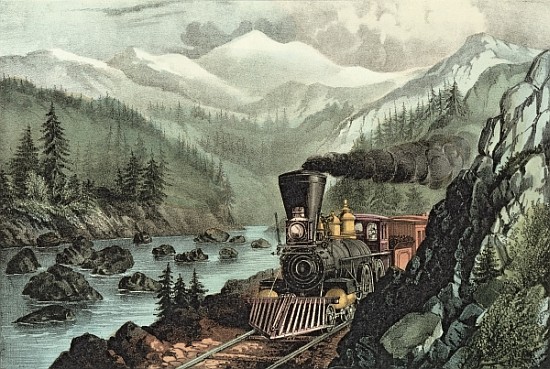 The Route to California. Truckee River, Sierra Nevada. Central Pacific railway à N. Currier