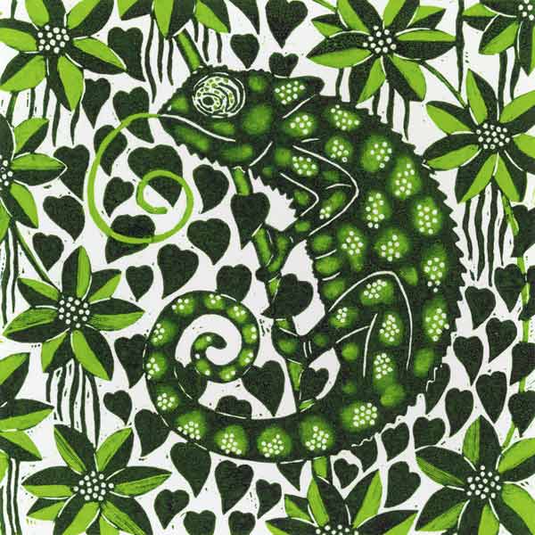 Chameleon, 2003 (woodcut)  à Nat  Morley