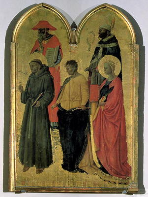 St. Francis, St. Jerome, St. Philip, St. Catherine and a bishop saint, c.1444 (tempera on panel) à Neri di Bicci