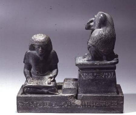 The royal scribe Nebmertuf writing under the protection of the Moon God Thoth à New Kingdom Egyptian