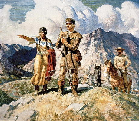 Sacagawea with Lewis and Clark during th - Newell Convers Wyeth