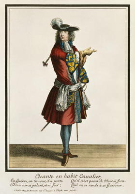 Cleante Dressed as a Cavalier, fashion plate, c.1695 (engraving) à Nicolas Bonnart