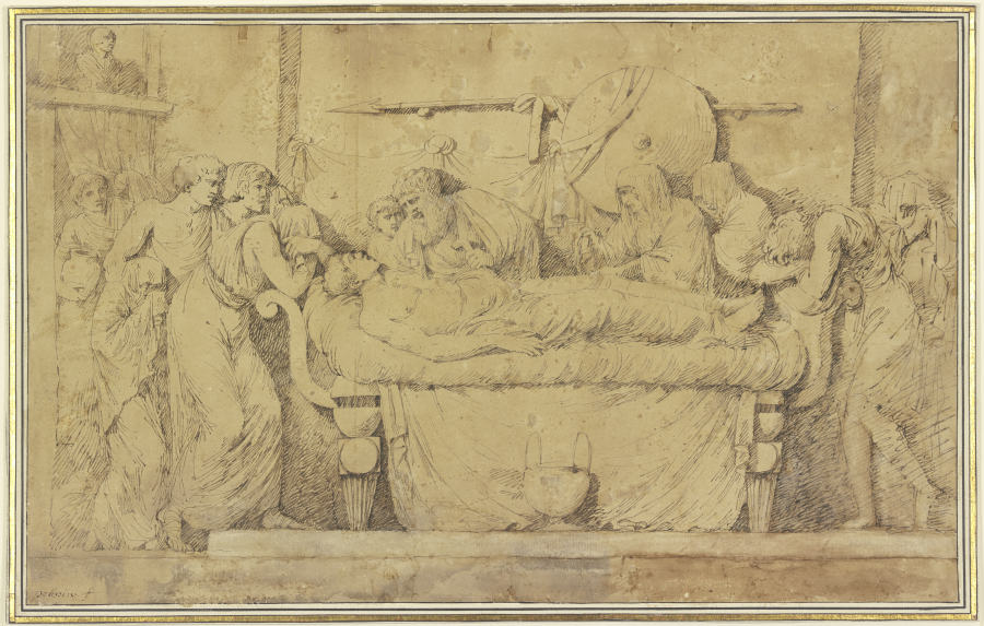 Römische Matrone am Sterbebett ihres Mannes à Nicolas Poussin