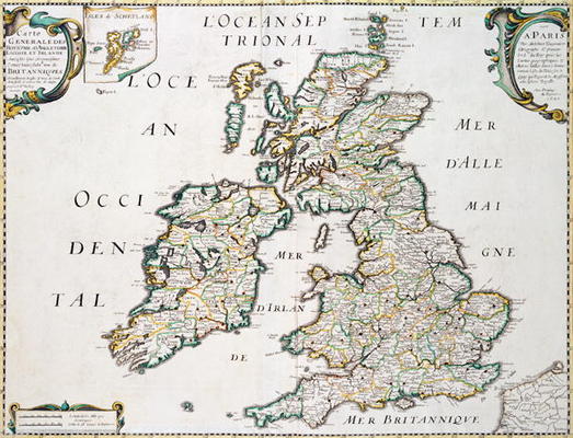 Map of Britain and Ireland, published Paris 1640 (engraving) à Nicolas Sanson D'Abbeville