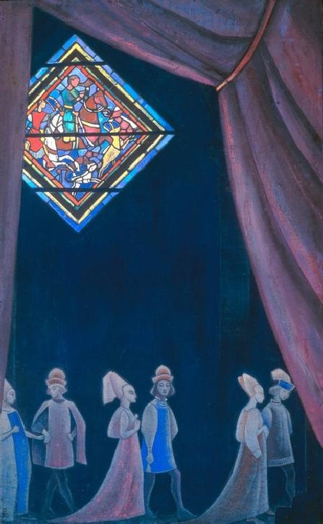 Tristan und Isolde Bühnenbildentwurf à Nikolai Konstantinow. Roerich