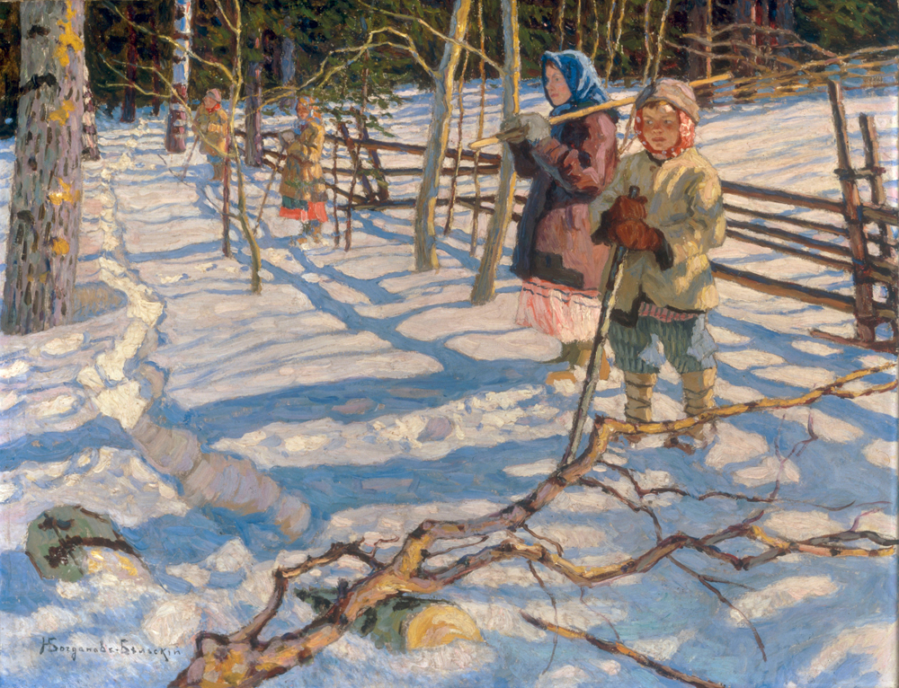 Children in the Snow à Nikolai P. Bogdanow-Bjelski