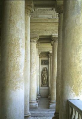 The Loggia di Davide (or D'Onore) interior showing columns of the garden facade designed by Giulio R à 