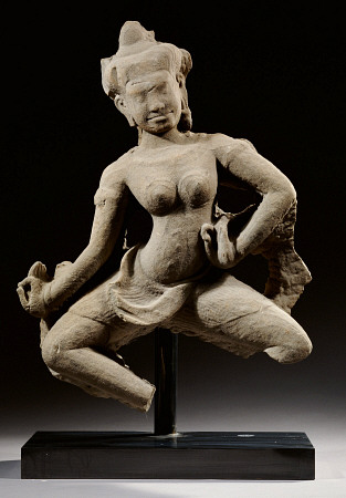 A Khmer, Baphuon Style, Sandstone Figure Of An Apsara Standing In Dancing Posture, 11th Century, 61 à 