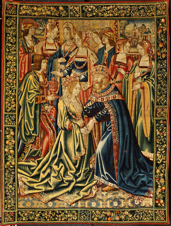 A Tournai Tapestry In Wools And Silks Depicting A Royal Marriage à 