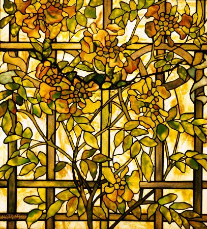 A Trumpet Vine Leaded Glass Window à 