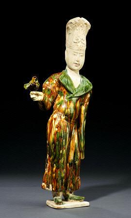 A Fine Sancai-Glazed Pottery Falconer