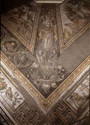 Allegorical figure of Autumn, detail of a mosaic pavement depicting the seasons and hunting scenes, à 