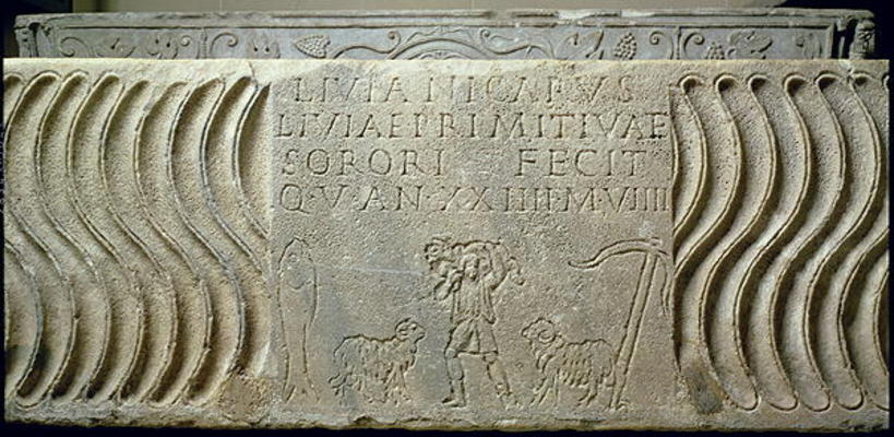 Christian Sarcophagus of Livia Primitiva, Roman (basalt) à 