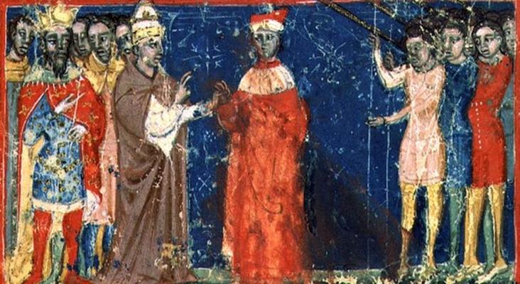 Codex Correr I 383 Doge Sebastiani Ziani receives a petition from Pope Alexander III (1159-81) and E à 