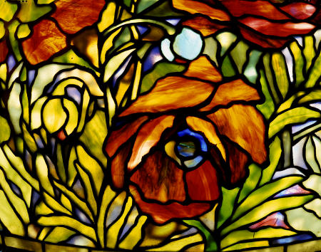 Detail Of An ''Oriental Poppy'' Leaded Glass And Bronze Floor Lamp à 