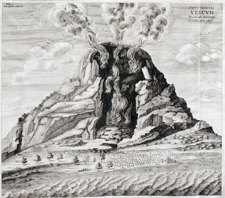 Engraving Of Vesuvius Erupting From ''Mundus Subterraneus'' By Athanasius Kircher (1602-1680) à 