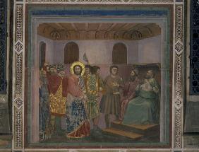 Giotto, Jesus devant Caiphe