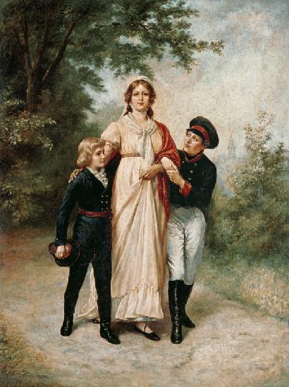 Luise de Prusse avec ses deux fils dans le parc