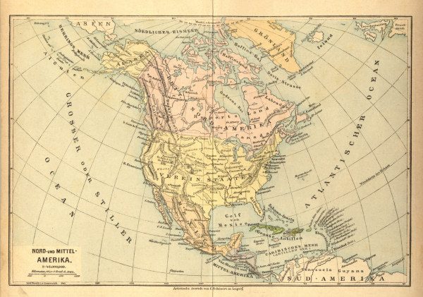 North and Central America , Map 1878 à 