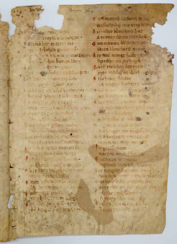Parzival: Bruchstücke einer Pergamenthandschrift des 14. Jahrhunderts. à 