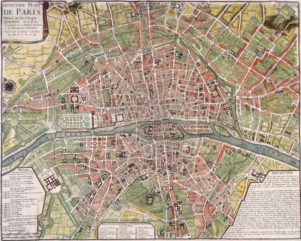 Paris, Town Plan, after 1702, Engraving à 