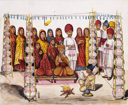 Scenes From A Marriage Ceremony: The Betrothal; Kutch School, Circa 1845 à 