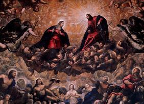 Détail du tableau "Le Paradis" du Tintoret (avec le Christ et la vierge Marie)