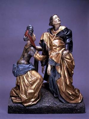 The Virgin Fainting, attributed to Burgos (polychrome wood) à 