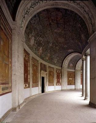 View of the semicircular ionic portico decorated with a 'grillage' by Pietro Venale (fl.1541-83) 155 à 