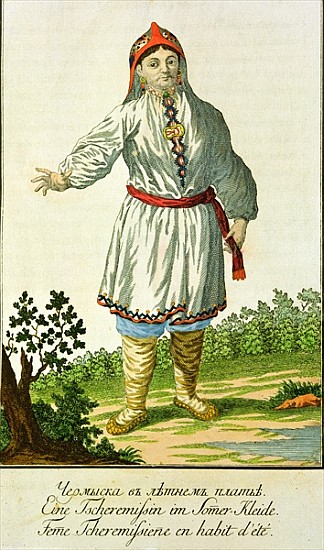 Woman peasant''s summer costume, Cheremes Tribe, Russian, 18th century à 