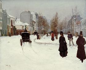 Le Boulevard de Clichy par temps de neige