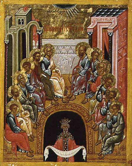 The Descent of the Holy Spirit, Russian icon from the Cathedral of St. Sophia à École de Novgorod