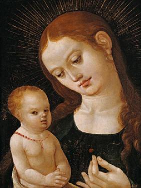 Marie, l'enfant Jésus une fraise allant.