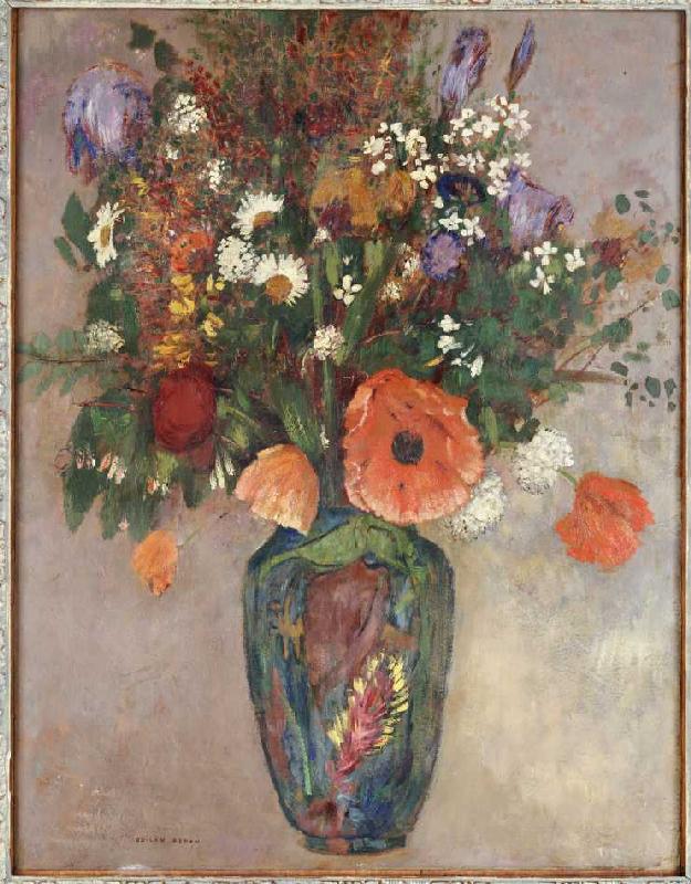 Blumenstrauß in einer Vase. à Odilon Redon