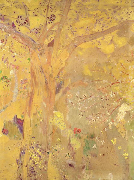 Tree Against a Yellow Background à Odilon Redon